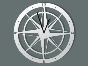 Zegar metalowy Róża Wiatrów 40 cm - biały matowy
