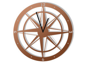 Zegar metalowy Róża Wiatrów 40 cm - miedziany