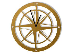 Zegar metalowy Róża Wiatrów 40 cm - złoty