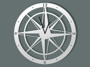 Zegar metalowy Róża Wiatrów 50 cm - biały matowy