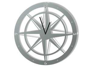 Zegar metalowy Róża Wiatrów 50 cm - srebrny