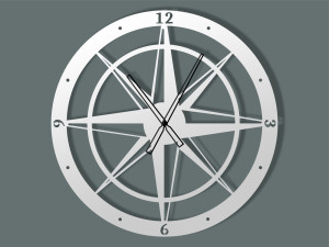 Zegar metalowy Róża Wiatrów 60 cm - biały matowy