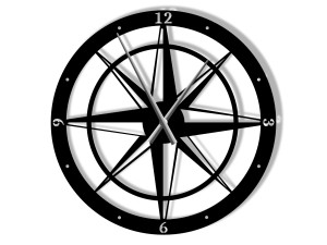 Zegar metalowy Róża Wiatrów 70 cm - biały matowy