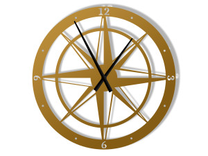 Zegar metalowy Róża Wiatrów 70 cm - złoty