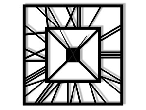 Duży zegar ścienny metalowy Art deco 100 cm - czarny matowy