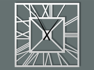 Duży zegar ścienny metalowy Art deco 80 cm - biały matowy