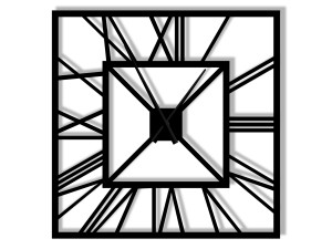 Duży zegar ścienny metalowy Art deco 80 cm - czarny matowy