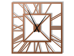 Duży zegar ścienny metalowy Art deco 80 cm - miedziany