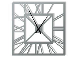 Duży zegar ścienny metalowy Art deco 80 cm - srebrny