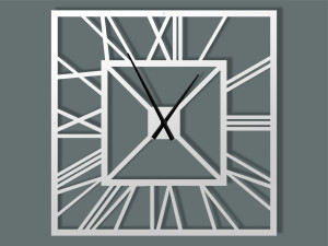 Duży zegar ścienny metalowy Art deco 90 cm - biały matowy