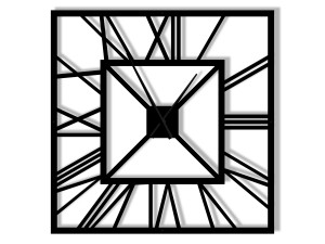 Duży zegar ścienny metalowy Art deco 90 cm - czarny matowy