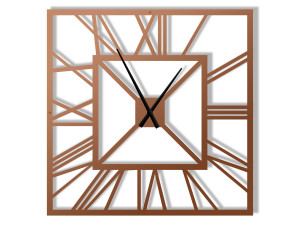 Duży zegar ścienny metalowy Art deco 90 cm - miedziany