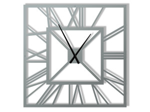 Duży zegar ścienny metalowy Art deco 90 cm - srebrny