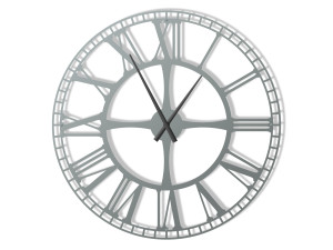 Duży zegar ścienny metalowy Dworcowy 90 cm - srebrny