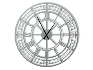 Duży zegar ścienny metalowy Big Ben 100 cm - srebrny