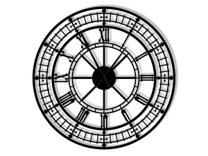 Duży zegar ścienny metalowy Big Ben 90 cm - czarny matowy