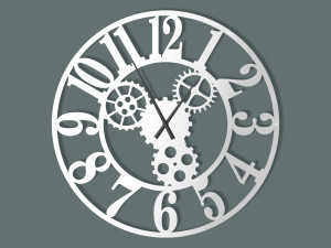 Duży zegar ścienny metalowy Tryby II 100 cm - biały matowy