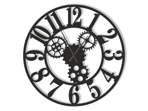 Duży zegar ścienny metalowy Tryby II 100 cm - czarny matowy