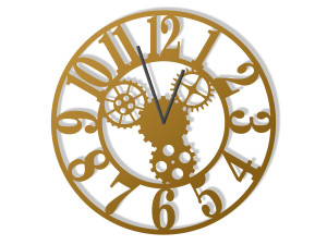 Zegar ścienny metalowy Tryby II 40 cm - złoty