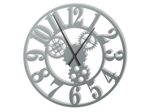 Zegar ścienny metalowy Tryby II 70 cm - srebrny