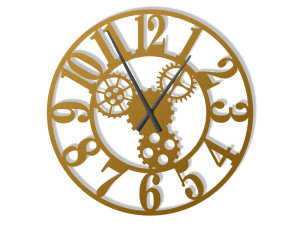 Zegar ścienny metalowy Tryby II 70 cm - złoty