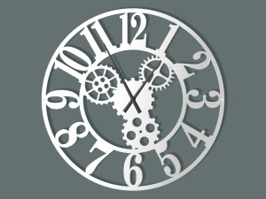 Duży zegar ścienny metalowy Tryby II 90 cm - biały matowy