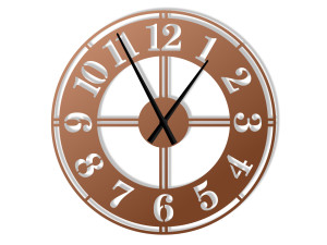 Duży zegar ścienny metalowy Classic II 80 cm - miedziany