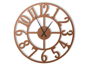 Duży zegar ścienny metalowy Roma II 100 cm - miedziany