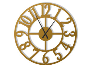 Duży zegar ścienny metalowy Roma II 90 cm - złoty