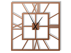 Duży zegar metalowy ścienny Plaza 100 cm - miedziany