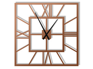 Duży zegar metalowy ścienny Plaza 80 cm - miedziany