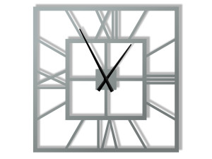 Duży zegar metalowy ścienny Plaza 80 cm - srebrny