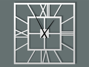 Duży zegar metalowy ścienny Plaza 90 cm - biały matowy