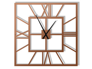 Duży zegar metalowy ścienny Plaza 90 cm - miedziany