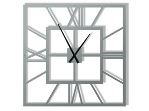 Duży zegar metalowy ścienny Plaza 90 cm - srebrny