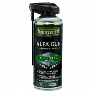 ALFA GUN Green Oil Olej do Czyszczenia Broni Wysoka Gęstość i Lepkość SPRAY