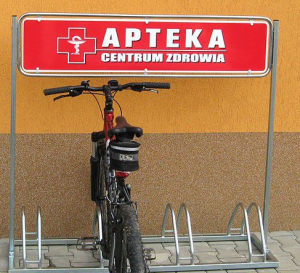 Stojak na rowery Toscana - 4 stanowiska - z konstrukcją reklamową