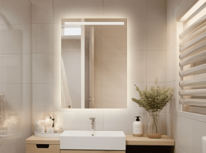 Lustro LED ABDIASZ - Prostokątne piaskowane góra - 950 - 1150