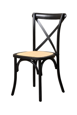Krzesło ślubne Cross-Back Wood Rattan czarne