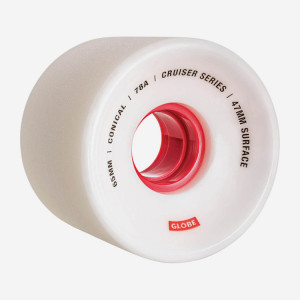 Kółka do deskorolki cruiser i longboardu GLOBE Conical Cruiser Wheels Biały/Czerwony 65 mm