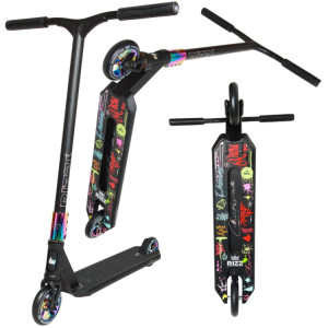 Hulajnoga Wyczynowa NKD RIZZ Stunt Scooter Czarno-Tęczowy 85 cm
