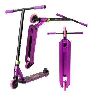 Hulajnoga Wyczynowa Aluminiowa Lekka dla młodych riderów NKD Next Generation Czarno-Fioletowy wys. 79,4 cm