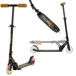 Hulajnoga Miejska Transportowa dla dzieci i młodzieży Story Wild Kids Czarny LED wys. 73–85 cm