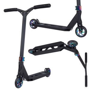 Hulajnoga Wyczynowa Striker Lux Youth Stunt Scooter Czarno-Tęczowy wys. 76 cm
