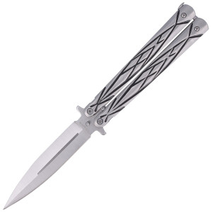 Martinez Albainox Balisong Nóż Motylkowy Grey Decorated Steel, Satin Finish (02118)
