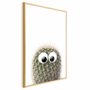 Plakat Kaktus z oczami 29,7x42 cm z ramą złotą bez marginesu ARTGEIST B