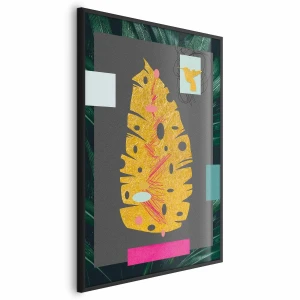 Plakat złotą liść 21x30 cm z ramą czarną bez marginesu ARTGEIST B