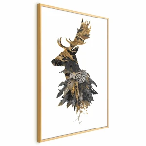 Plakat Leśny jeleń 60x90 cm z ramą złotą bez marginesu ARTGEIST B