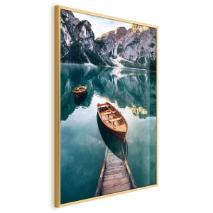 Plakat Łodzie w Dolomitach 29,7x42 cm z ramą złotą bez marginesu ARTGEIST B