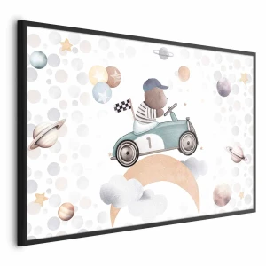 Plakat Miś w wyścigówce 90x60 cm z ramą czarną bez marginesu ARTGEIST B